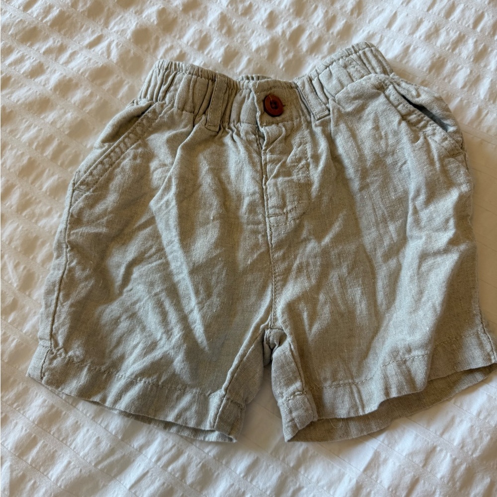 Zara Linen Tan Toddler Boy Shorts